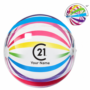 16" Multi Color Stripe Beach Ball | Personalized
