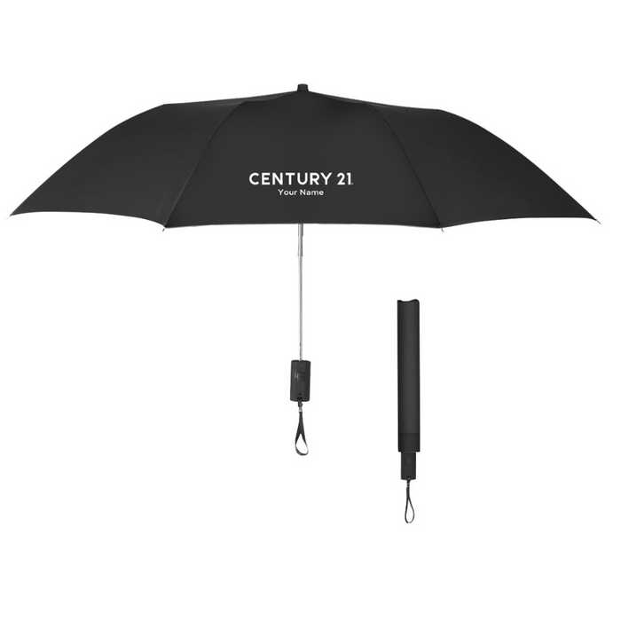 Rubberized Handle Telescopic Umbrella - Personalized