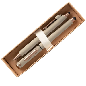 York Recycled Pen Gift Set | Dune & Bronze, Your Logo