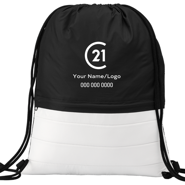 Puffy Nylon Drawstring Backpack - Personalized