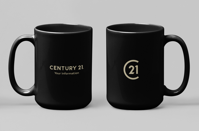 15oz Wrap Print Black Ceramic Mug - Personalized