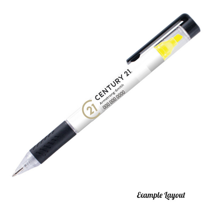 Duplex Ballpoint + Highlighter Pen - Personalized